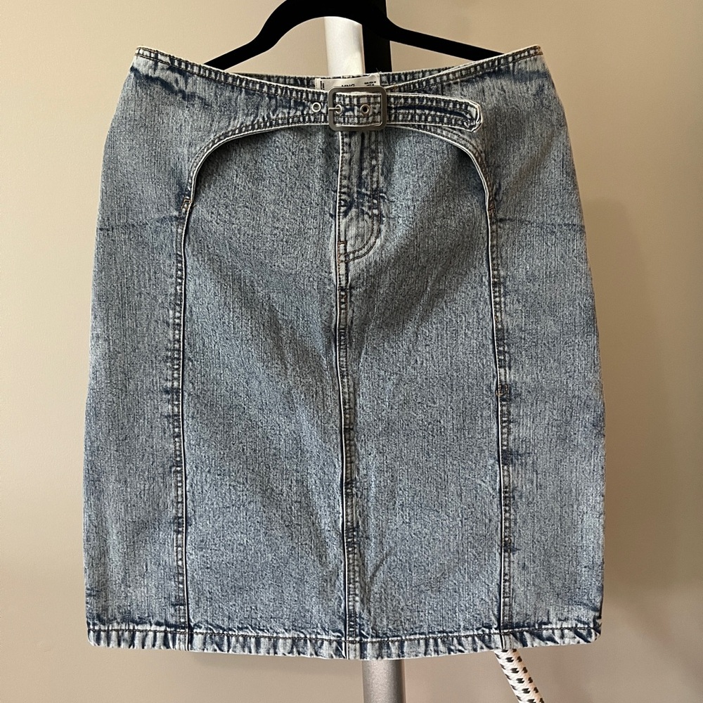 Denim Skirt with Buckle Detail